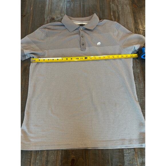 Banana Republic Mens Textured Gray Polo Embroidered Elephant Logo Ombre Stripe - Picture 7 of 9